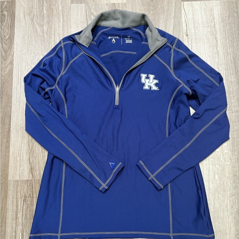 Antigua Women's Medium Blue Striped UK Wildcats Pullover athletic top
